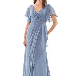 NWT Marsoni by Colors M320 Chiffon Mother of the Bride Dress Slate Blue Size 8